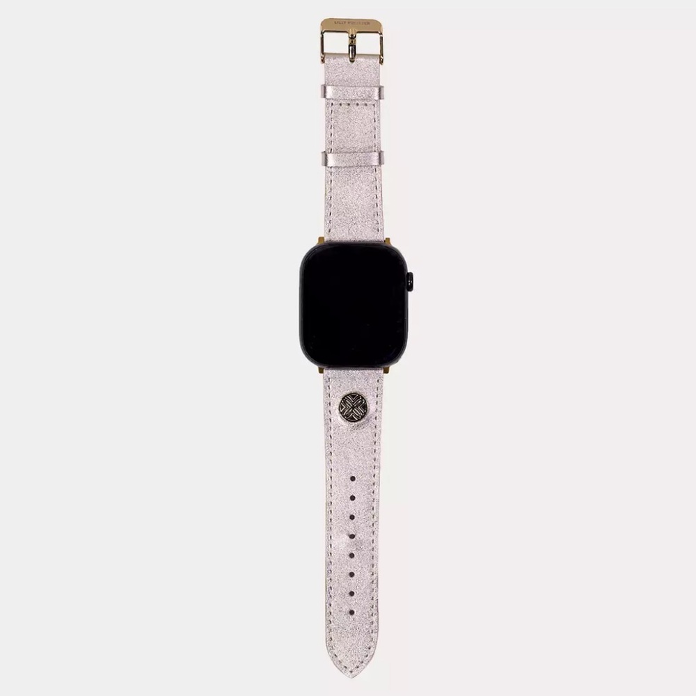 NWT Lilly Pulitzer Leather Apple Watch Band in Gold Metallic - Picture 2 of 8